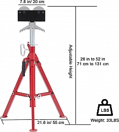 Размеры складной регулируемой роликовой опоры для труб Remmers Mantis 1/8-12